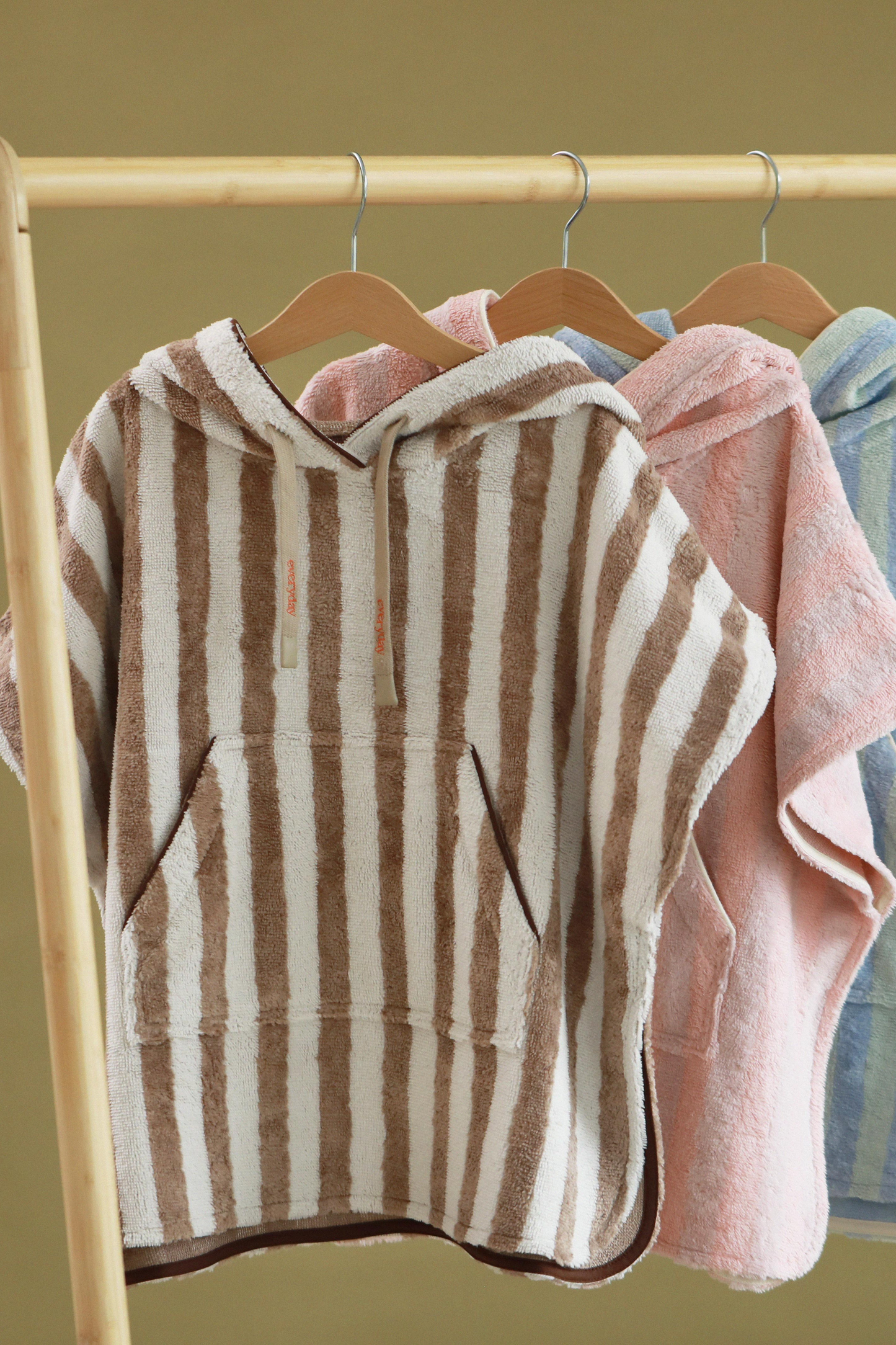 Bamboo-cotton striped poncho