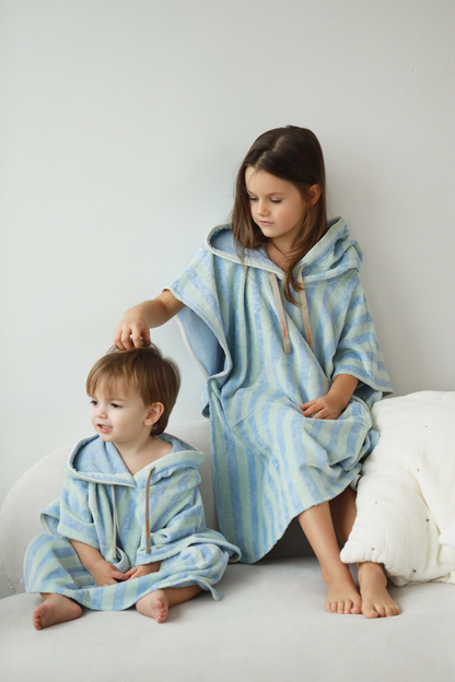 Bamboo-cotton striped poncho